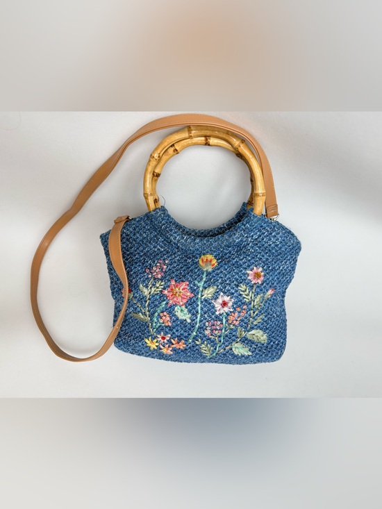 Handbags - Vintage Boho Woven Straw Beaded Floral Ribbon Embroidered Handbag
